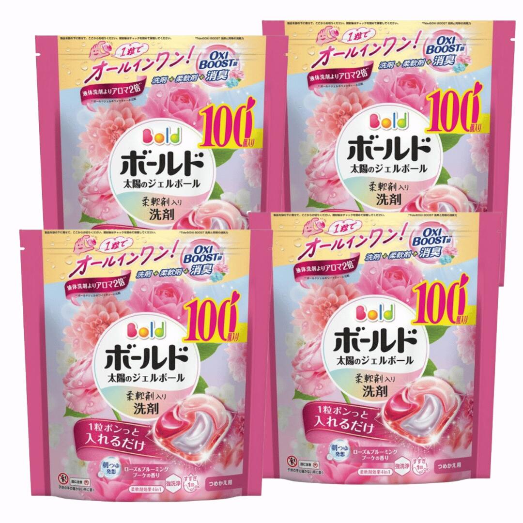 【お買い物マラソン期間中P7倍！】ボールド ジェルボール 4D 洗濯洗剤 ローズ&ブルーミングブーケ香り 詰め替え 100個×4袋 3袋 2袋 つめかえ テラジャンボサイズ 特大容量 eco レノア