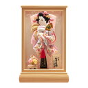 送料無料 久月作 桜金彩刺繍 桃白 銘木檜ケース ガラスケース入り羽子板飾り〈はごいた 押し絵羽子板 振り袖 振りそで お節句祝い 羽子板飾り お正月飾り 初正月 鞠付き 東京久月羽子板ケース飾り〉