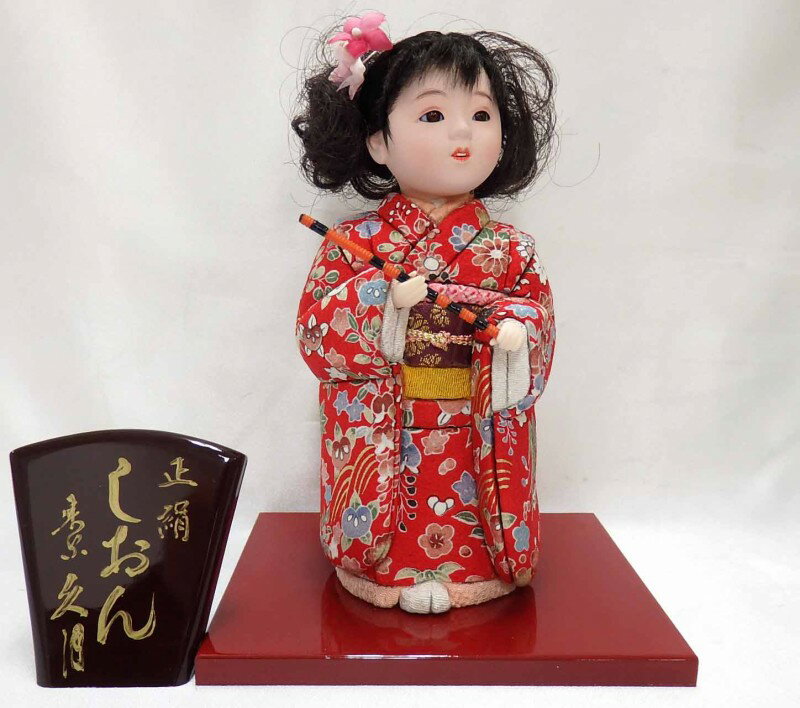 久月作　日本人形（現代木目込人形）　正絹　【しおん　笛】　Japanese doll