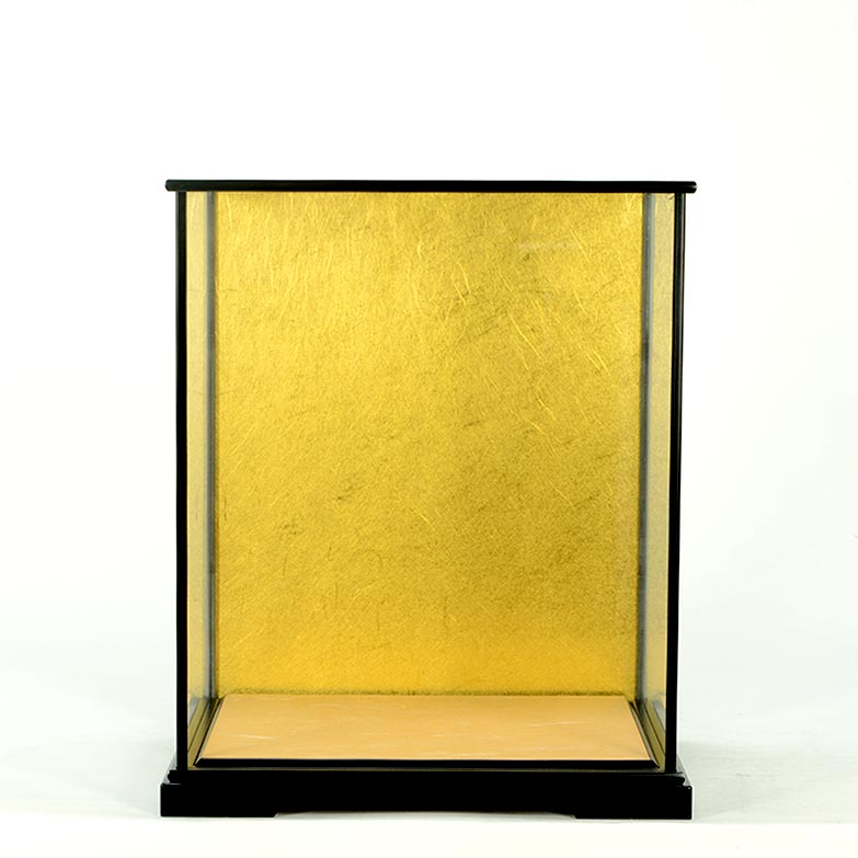 東玉　かぶせ式ガラスケース233寸高　黒枠・金バック各種お人形、立雛、陶磁器、ちりめん製品、手作り作品等、あらゆる用途にご利用いただけるガラスケースです♪大切な宝物をいつまでも綺麗にお飾りください！