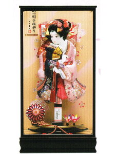 送料無料 平安豊久作 18号・振袖押絵・毬付き ガラスケース入り羽子板飾り 【愛】 〈振り袖 振りそで押し絵羽子板 初節句祝い 女の子のお祝い お節句祝い お正月飾り 初節句飾り 平安豊久羽子板ガラスケース飾り 羽子板ケース飾り はごいた まり・鞠〉