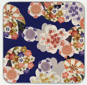 季ごころ屋　日本製、和柄はんどたおる　ハンドタオル　桜・サクラ (藍色・あいいろ）　25×25cm　綿100％　〈ウォッシュタオル・ハンカチタオル・タオルハンカチ〉