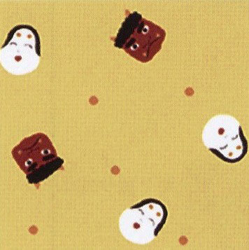 季ごころ屋 日本製、和柄ミニハンカチ お面 22×22cm 綿100% 〈タオルハンカチ・ガーゼハンカチ・はんかち〉
