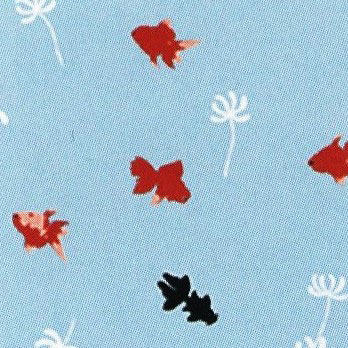季ごころ屋 日本製、和柄ミニハンカチ 金魚 (きんぎょ・キンギョ) 22×22cm 綿100% 〈タオルハンカチ・ガーゼハンカチ・はんかち〉