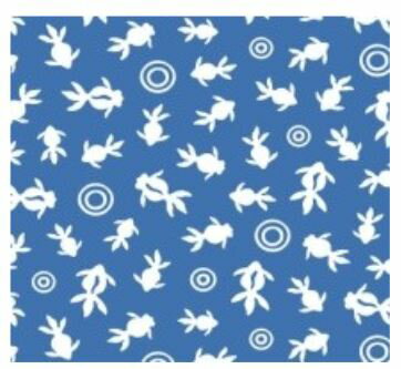 季ごころ屋　日本製、小紋柄てぬぐい　金魚 (青色・ブルー）　33×90cm　綿100％　〈手拭い・手ぬぐい〉