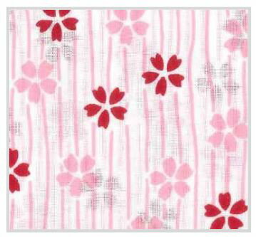 季ごころ屋　日本製、小紋柄てぬぐい　縞桜・さくら (桜色・ピンク）　33×90cm　綿100％　〈手拭い・手ぬぐい〉
