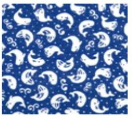 季ごころ屋　日本製、小紋柄てぬぐい　くじら・クジラ・鯨 (紺色）　33×90cm　綿100％　〈手拭い・手ぬぐい〉