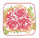 季ごころ屋　日本製、切り絵ハンカチ　バラ・薔薇　20×20cm　綿100％　〈タオルハンカチ・ガーゼハンカチ・はんかち・ハンドタオル〉
