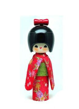 《新作》衣装こけし　ほがらか（赤）　〈木製置物　人形飾り　kokeshi doll　人形玩具　土産物　お土産　日本のおみやげ　和のインテリア　通販〉