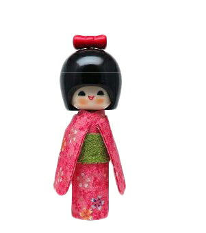 《新作》衣装こけし　ほがらか（ピンク）　〈木製置物　人形飾り　kokeshi doll　人形玩具　土産物　お土産　日本のおみやげ　和のインテリア　通販〉