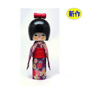 《新作》衣装こけし　ほがらか（紫）　〈木製置物　人形飾り　kokeshi doll　人形玩具　土産物　お土産　日本のおみやげ　和のインテリア　通販〉