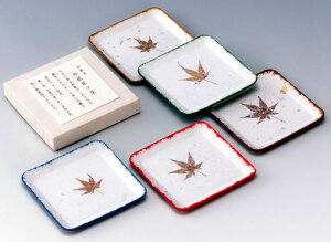 高級品　日本製　防水加工　伝統美　和紙銘々皿もみじ柄　コースター紅葉柄　コースター　5枚入り　11×11cm　和紙　銘々皿