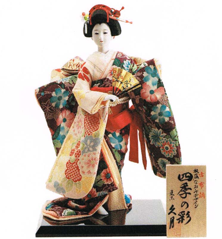 久月作　日本人形（尾山人形）　板呑なおみデザイン　古布調　花の楽園　9号　【四季の彩】（春）　Japanese doll　〈日本の伝統品　にほんにんぎょう　和人形　お人形　和の置物・お飾り・インテリア　日本のおみやげ　海外・外国へのお土産・プレゼント　通販〉