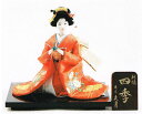 久月作 日本人形(尾山人形) 刺繍 6号 【四季】(赤) Japanese doll 〈日本の伝統品 にほんにんぎょう 和人形 お人形 和の置物・お飾り・インテ...