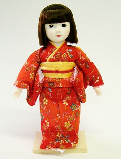 思い出の生地で自分だけのオリジナル日本人形が作れる！　型紙付き　着付け日本人形　夢さくら　赤　Japanese doll　〈日本の伝統品　和人形　にほんにんぎょう　海外・外国へのお土産・プレゼント、出産祝いや結婚祝い、開店祝い、記念品にも〉