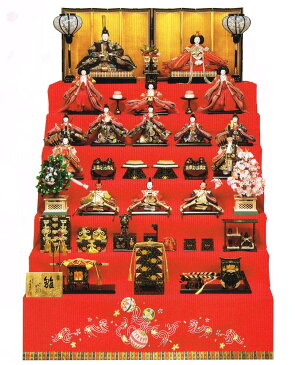 送料無料 平安豊久作 雛人形 衣装着十五人揃い 木製七段飾り 【末広】 〈お雛様 お雛さま おひな様 おひなさま お雛飾り おひな飾り お内裏様 お姫様 雛祭り ひなまつり 三月三日 桃の節句 衣裳着 三人官女 五人囃子 随身 左大臣 右大臣 仕丁〉