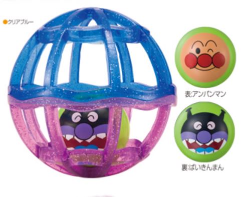 アンパンマン 網目ボール クリアブルー アンパンマンとばいきんまん ストラップ付きしゃかしゃかボール 〈子供用 子ども 幼児用 乳児 赤ちゃん用 あかちゃんのお...