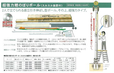 徳永鯉のぼり　鯉のぼり用ポール　安全安心！アルミ軽合金製ハイエンド超強力鯉のぼりポール　スルスル装置付き　5m鯉用10m(9.5m)ポール　お写真のものが全てセットになっています。　〈こいのぼりポール 5M鯉のぼり掲揚ポール 5m鯉幟用ポール〉