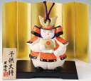 陶器製 土鈴・福鈴 五月人形 盆のり福鈴子供大将(若大将)と六曲屏風飾り 〈開運招福の縁起物! 5月人形 端午の節句 子供の日 五月五日 5月5日 陶器の置物 ...
