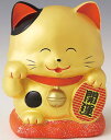 開運招福の縁起物、笑う門には福来る! 陶器製 金運招き猫型貯金箱 (大) ネコ高さ16cm 〈まねきねこ cat ちょきんばこ 動物の貯金箱 猫の置物 プレゼン...