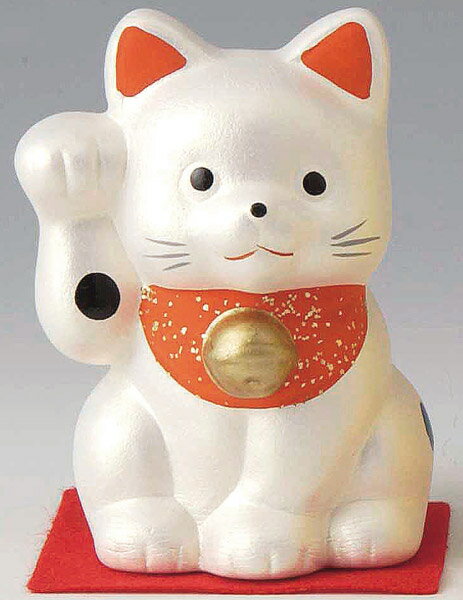 開運！　陶器製　招き猫　右手（右前脚）上げ　銀色　高さ7.5cm　まねきねこ　Beckoning Cat　Welcoming Cat　Lucky Cat　Fortune Cat 1