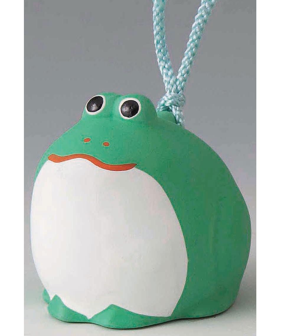 開運招福の縁起物です！　陶器製　土鈴・福鈴　福カエル・蛙　earthenware frog　〈どれい・ふくりん かえる 和のインテリア・お飾り・置物 室内飾り 日本の伝統品 海外・外国人・国外へのお土産にも人気です。 通販〉