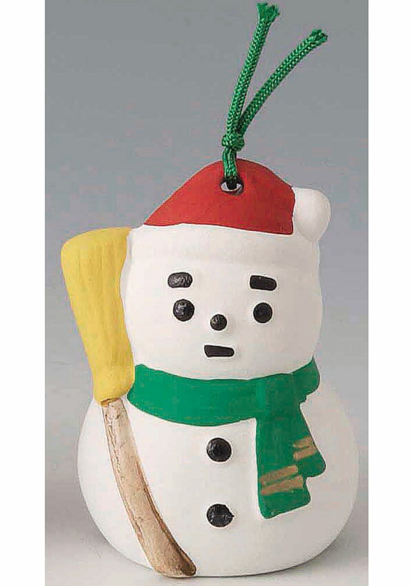 陶器製　クリスマス飾り　福鈴雪だるま　Earthenware Snowman 1