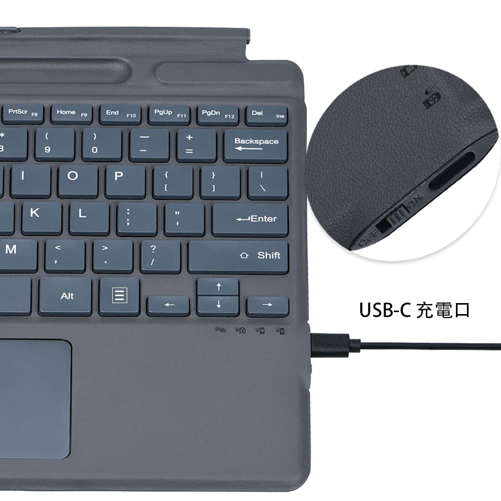 TJK ワイヤレスキーボード Microsoft surface pro8/proX/pro9/pro10 に適用 Bluetoothキーボード US英語配列 磁気ペンスロット Pencil収納設置 USB Type-C充電口 軽量 分離式 サーフィスプロ8/プロX/プロ9//プロ10 キーボード (バックライト無し)【生活応援】