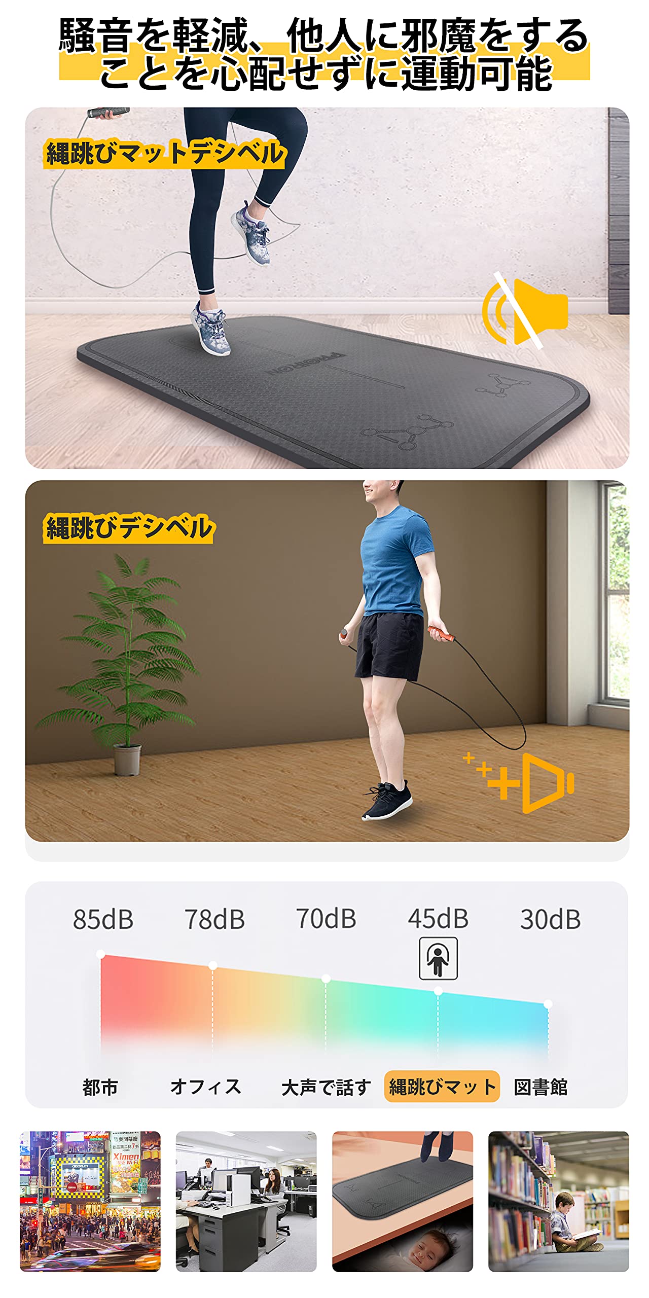 メガホームの【8mmダークグレー】PROIRON 縄跳び マット エア縄跳び マット 防音 室内 折り畳み 縄跳びパッド【生活応援】｜アングル3