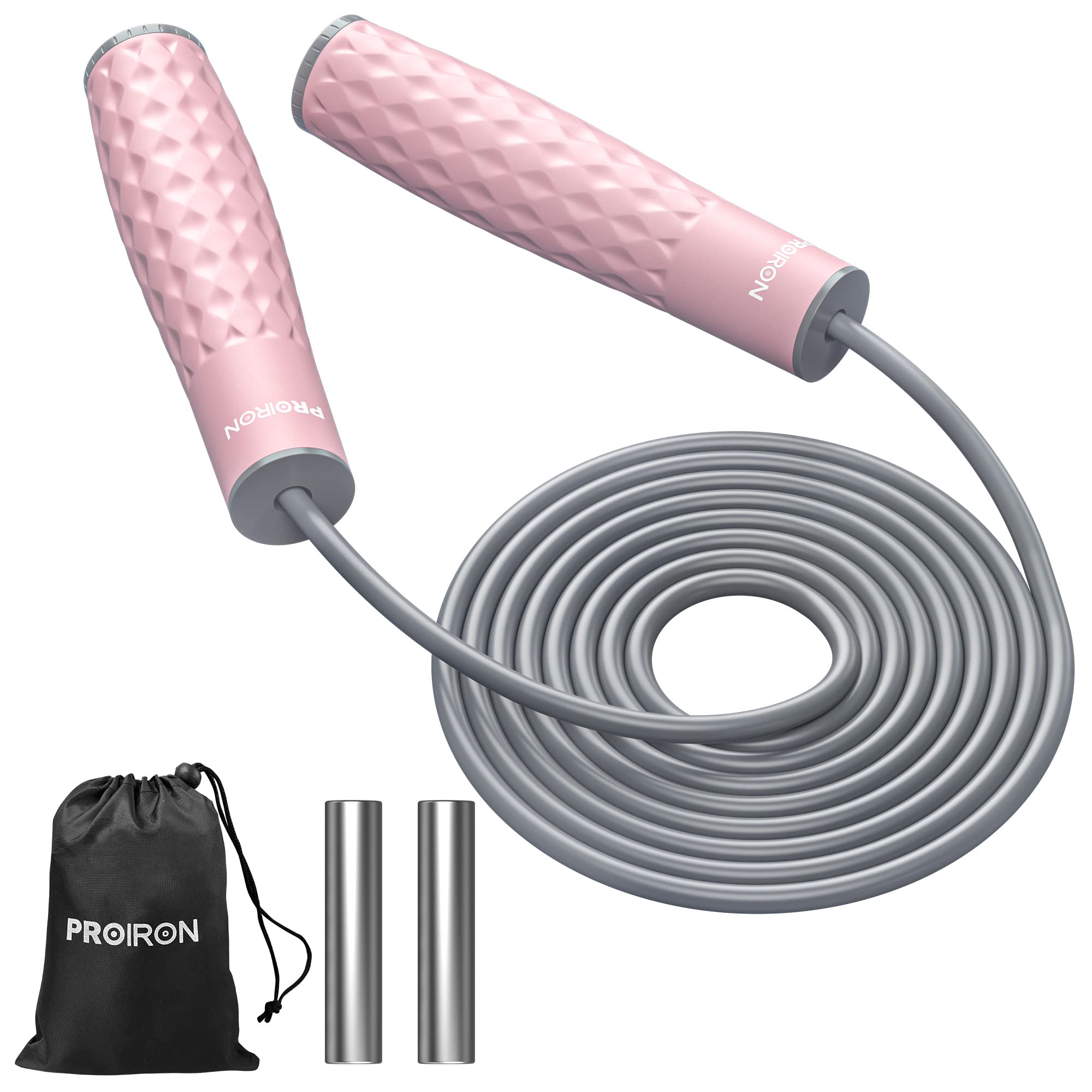PROIRON 縄跳び なわとび トレーニング用 大人 ダイエット 人気 縄跳び トレーニング用 重い 収納袋付き 3m長さ調整 厚く7mm直径 大人用 学生用 450g 【正規品保証】