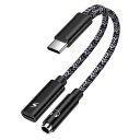ChrisPow タイプC イヤホン変換 アダプタ USB Type-C to 3.5mm イヤホンしながら充電 15cm DACチップ PD20W急速充電 4...