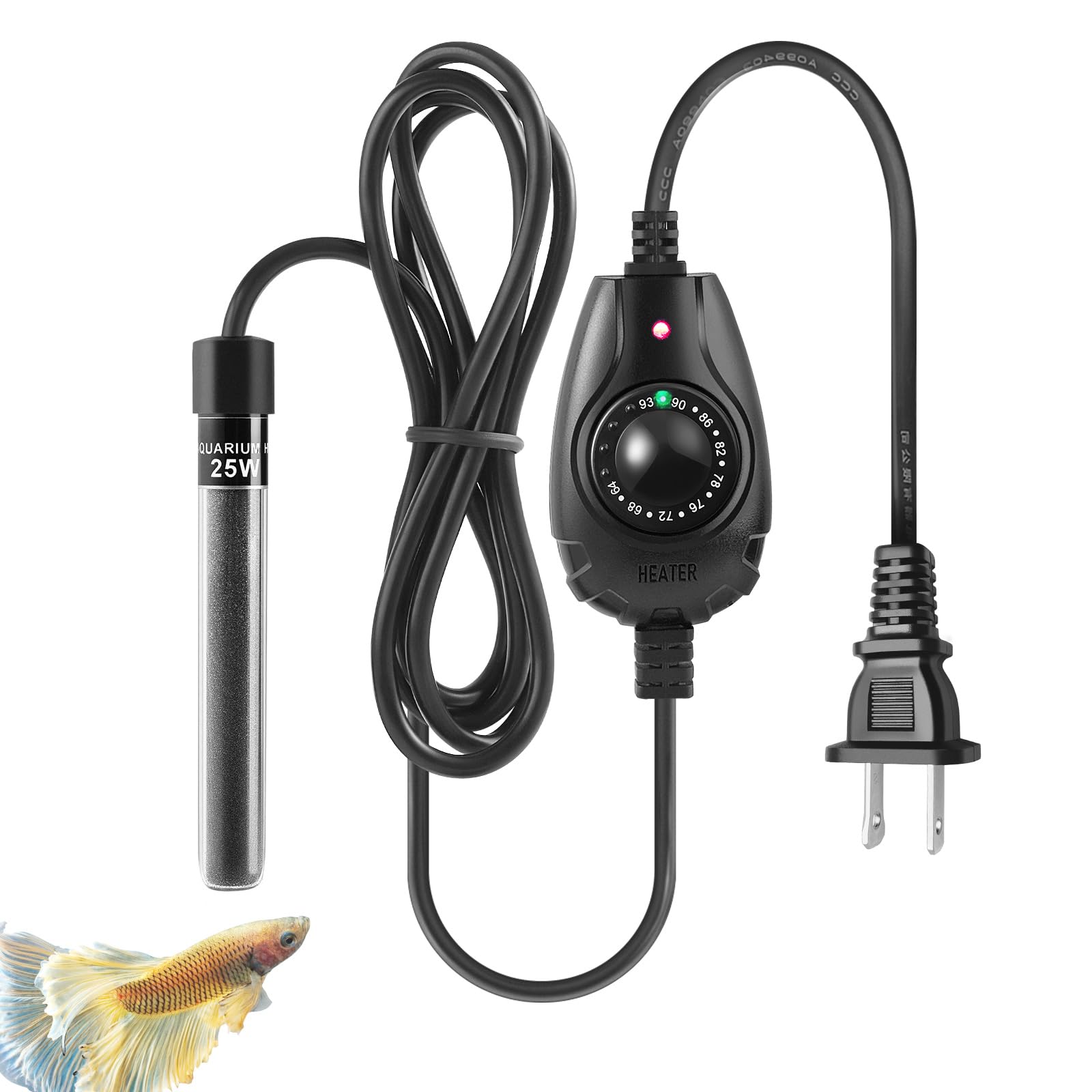 FEDOUR 15W/25W/35W 超ミニ水槽ヒーター、1-30Lミニ水槽適用 小型水槽ヒーター、温度調節器付きのメダカ/闘