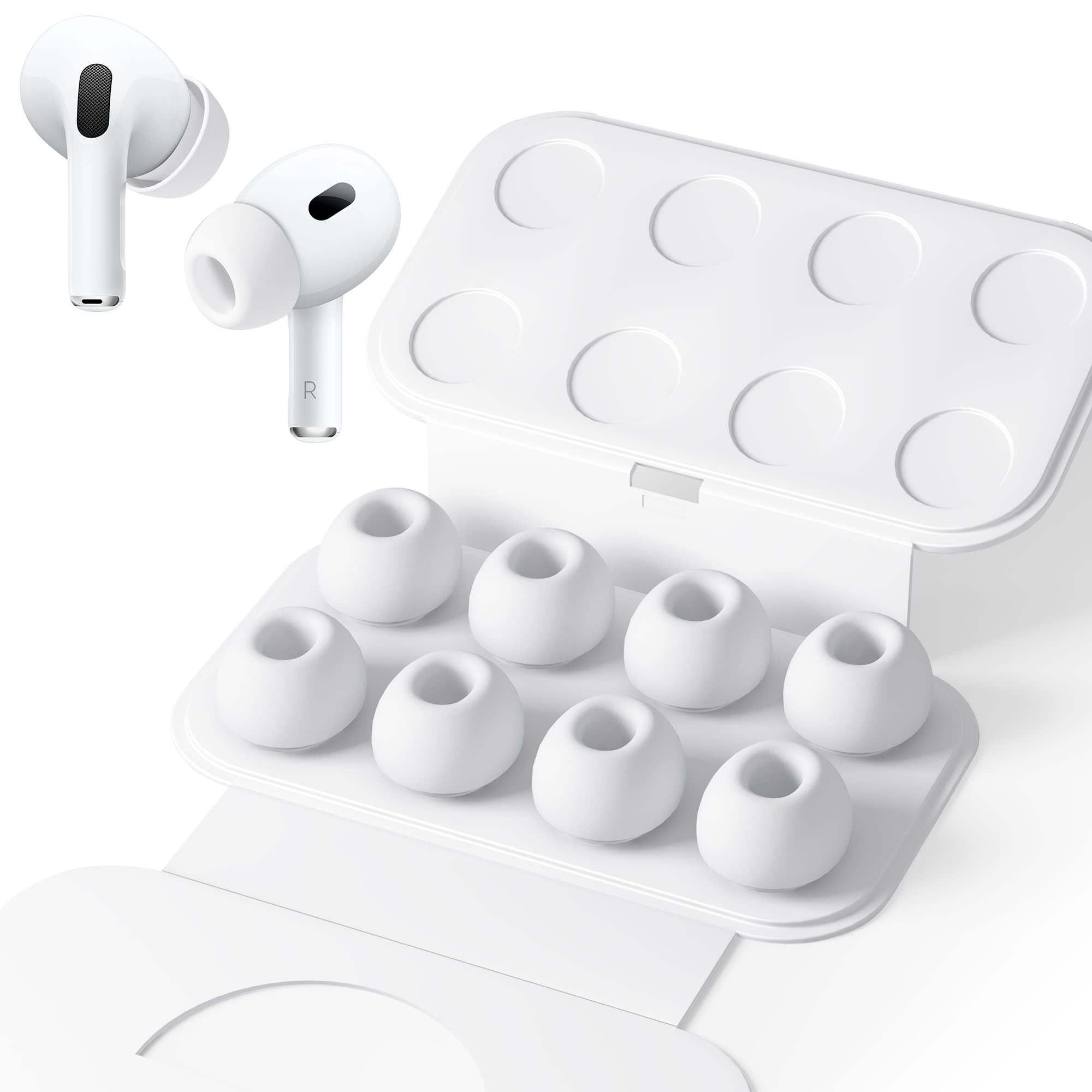 Seltureone【4組】イヤーピース AirPods Pro 第1/2世代対応 (Mサイズ 4ペア) ノイズリダクションホール付き 滑り止め ソフトシリコン Airpods Pro 交換用イヤーチップ 日本語説明書付き【生活応援】