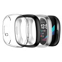 Seltureone 【3個セット】 Fitbit versa 3用ケース Fitbit sense用ケース 保護ケース 保護カバー 柔らかいTPU素材 フルーカバー 高速反応 脱着簡単 耐衝撃性 柔軟性あり ブラック+シルバー+クリア【生活応援】