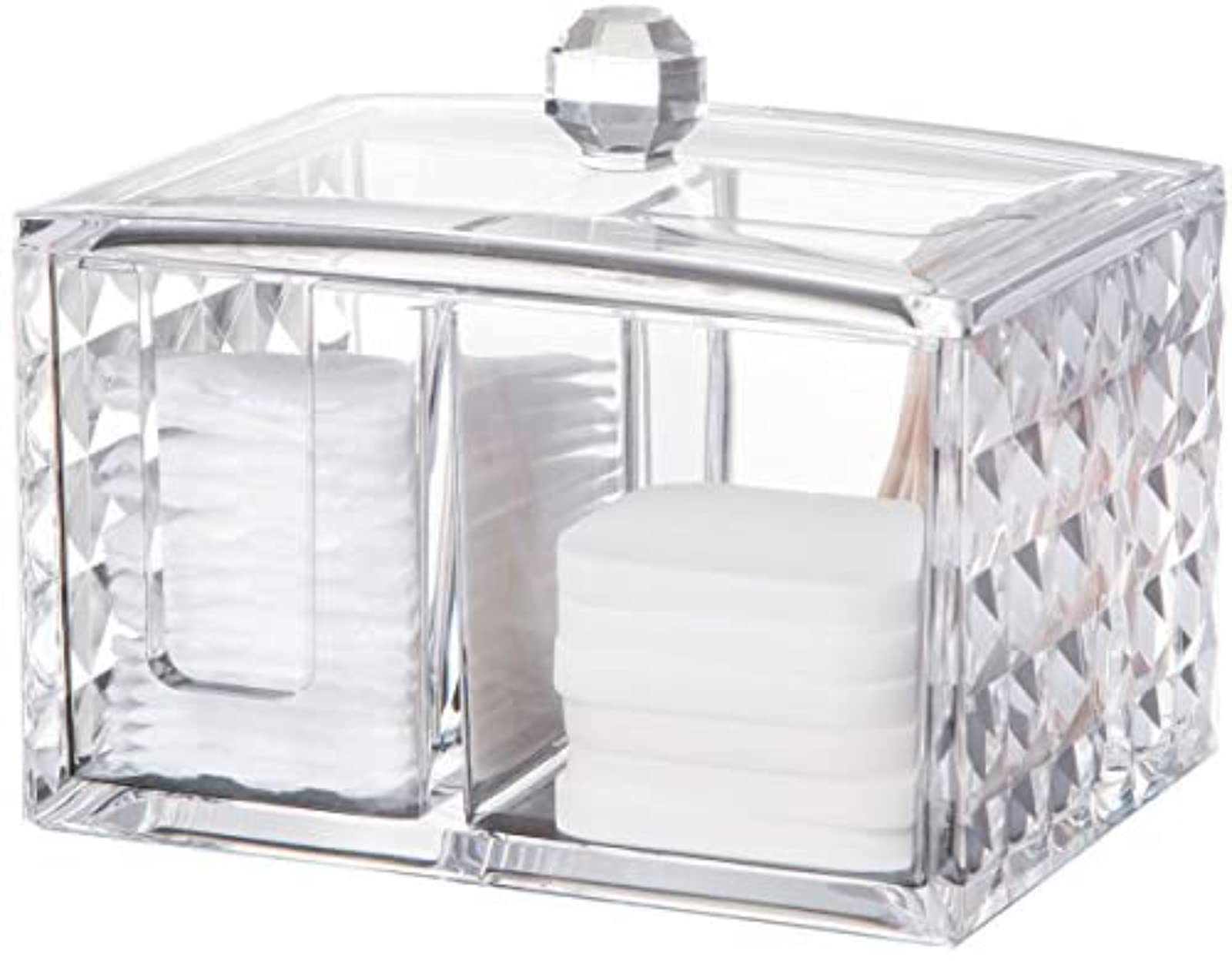 コスメボックス コットン収納 綿棒収納ボックス アクリル コスメ小物用品・化粧品収納ケース 透明 (コ..