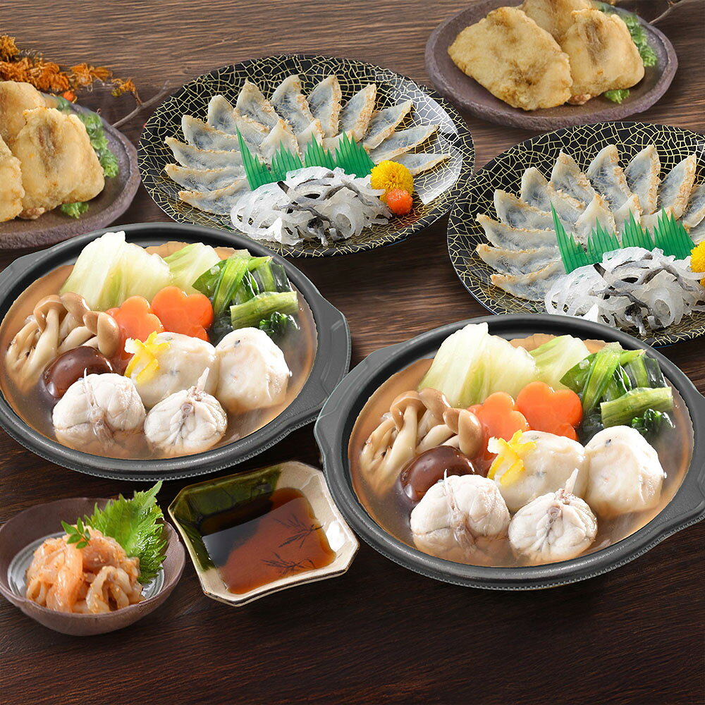 【全品ポイント5倍】 「関とら本店」ふくたたき刺身とふく個食鍋セット （真ふぐ寄せ鍋300g×2、真ふぐ..