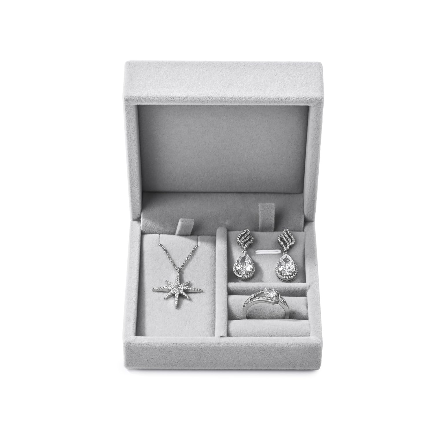 Woodtenグレープロポーズジュエリーボックス 誕生日プレゼント 女性ジュエリーボックス ジュエリー収納ベルベットジュエリーボックスリングイヤリングネックレス...