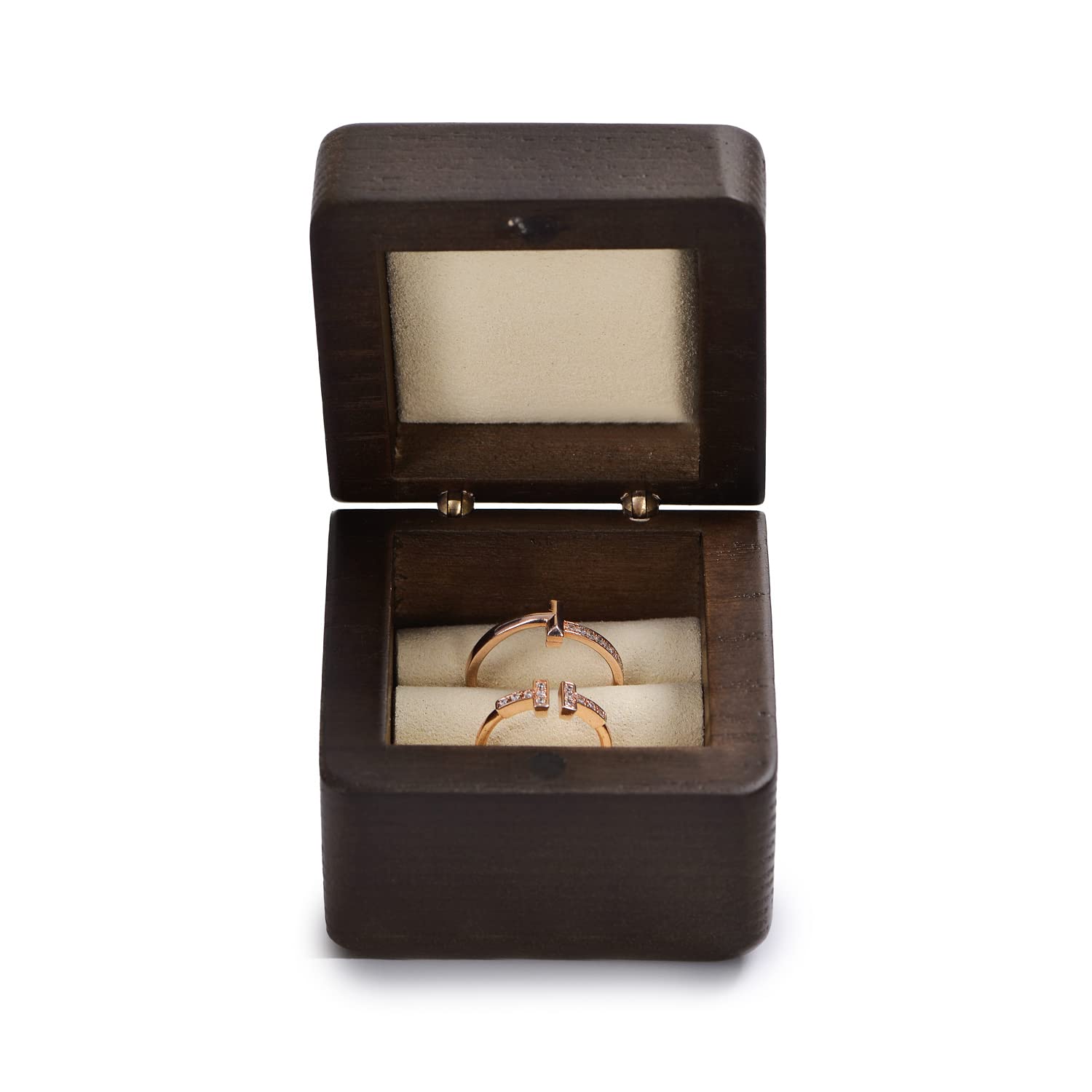 【納期約1〜2週間】Woodten 磁気ソリッドウッドボックスリングボックスウォールナットウッドリングボックスポータブルプロポーズリングボックスソリッドウッドリ...