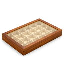 【納期約1〜2週間】Woodten 24グリッド木製ジュエリーボックス、ジュエリー収納指輪ケースピアスボックス、ジュエリー収納ケース、透明なアクリルカバージュエ...