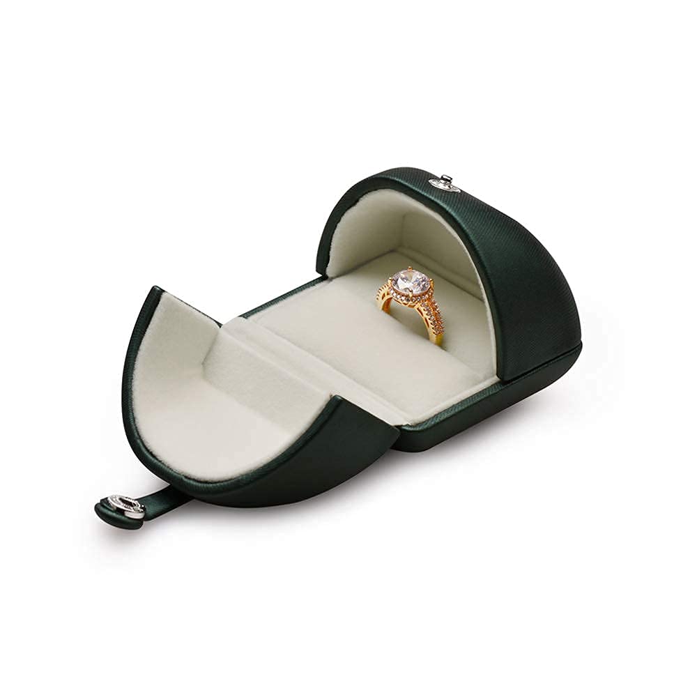 【納期約2〜3週間】Woodten グリーンPUレザージュエリーボックスグリーンリングボックス婚約指輪ボックスジュエリーギフトボックス【生活応援】