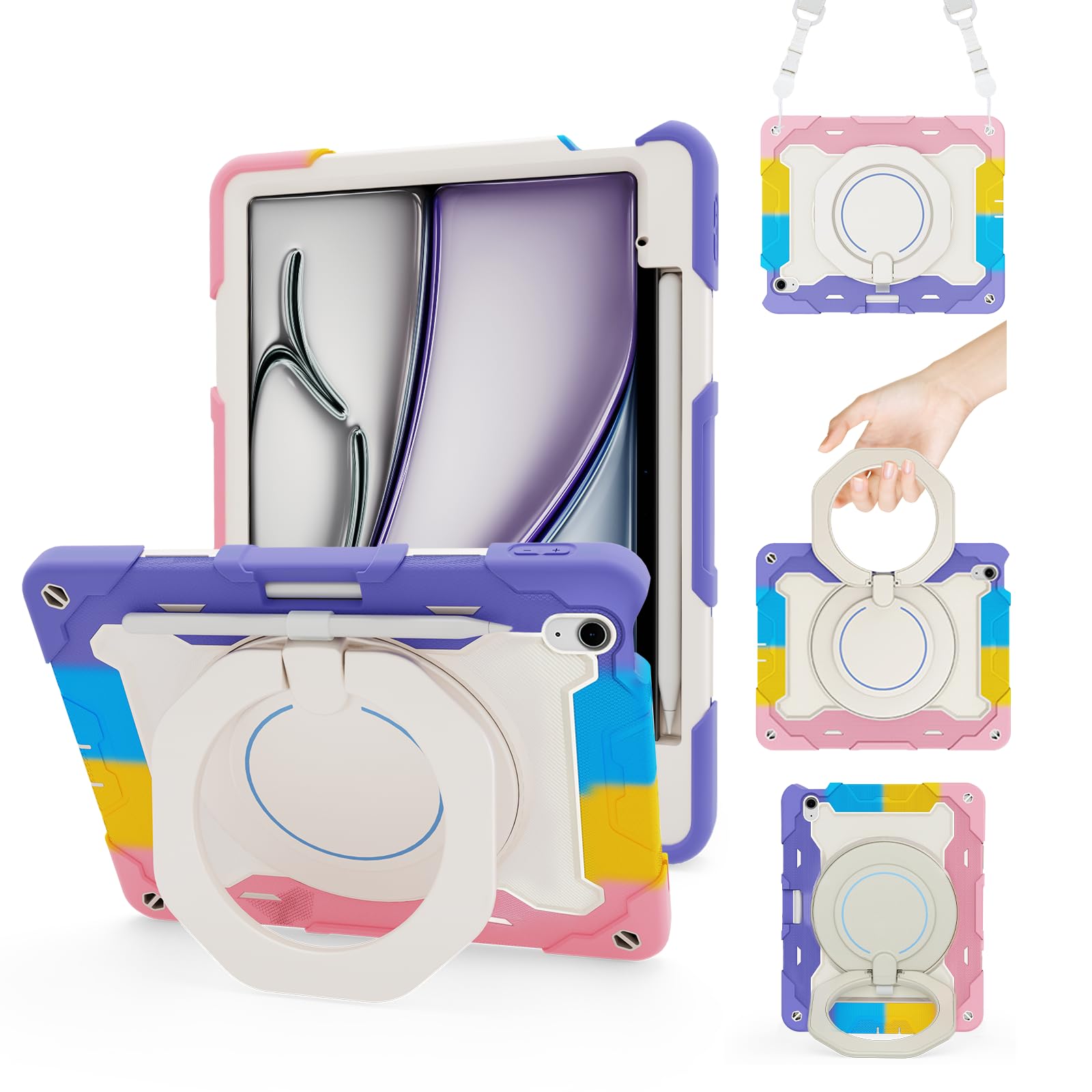 ◆[対応端末] iPad Air 13インチ 2024 専用タブレット保護ケース、その他の型式に適用されません。購入前、お持ちの端末のモデル番号をご確認ください。 ◆[ペン収納 、充電対応]ペンホルダーが内蔵して、Pencil Pro、Pe...