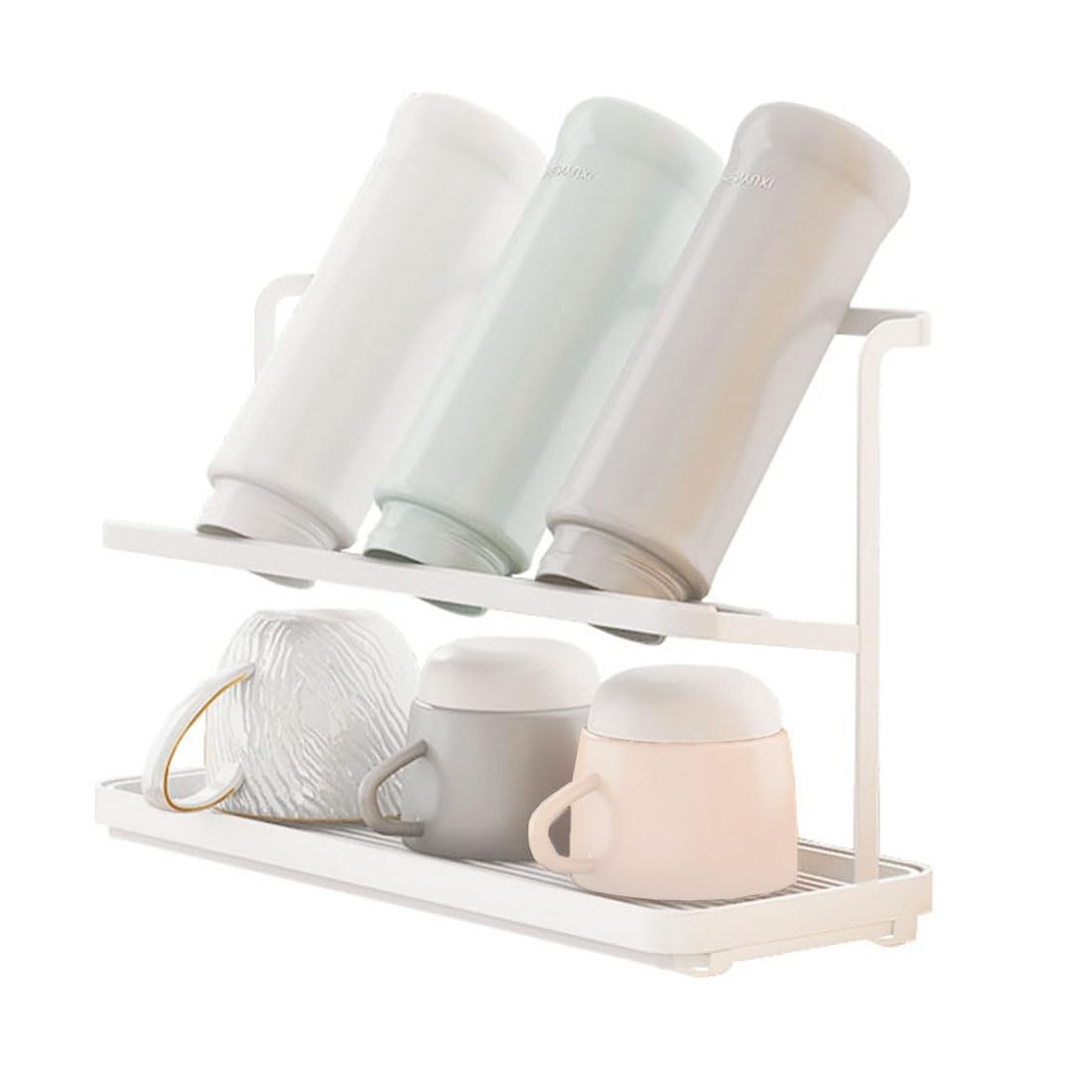 QINGQIU 水筒スタンド 水切り 水筒たて ジャグボトルスタンド おしゃれ タンブラー置き 哺乳瓶 コップ マグボトル 収納 キッチン 水切りラック 乾燥 清潔 衛生的 ホワイト