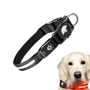 犬 光る首輪 犬 首輪 【AirTagを設置できる紛失防止 首輪 犬】 AirTag対応 ペット散歩用 犬首輪 防水 夜間ライト 犬用光る首輪 LED超明るい USB充電式 犬首輪 サイズ調節可能 柔らかい 安全反射光 軽量 小/中/大型犬用 S/M/Lフルサイズ (L, 黒い)【生活応援】