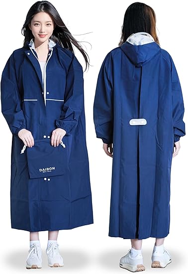 レインコート レディース リュック対応 【軽量380g 耐水圧10000】 レインポンチョ 袖あり 自転車 レインウェア rain coat 雨合羽 収納袋つき...