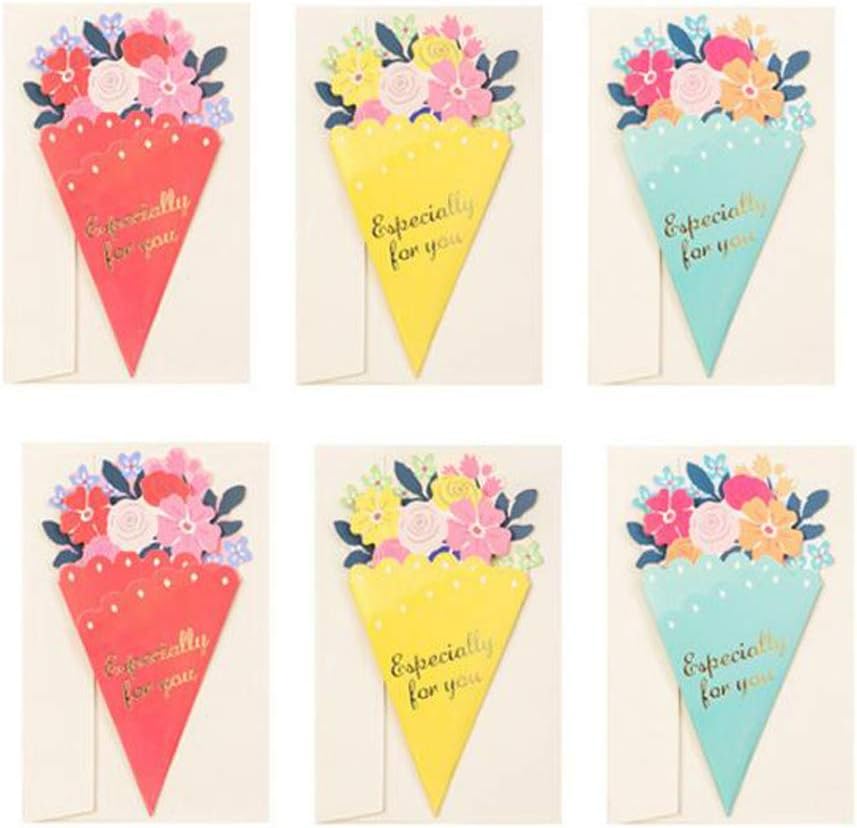 MinniLove グリーティングカード 誕生日カード メッセージカード 6セット入 クリスマス、感謝の日、新年祝賀、母の日、教師の日、父の日 (花柄6セット入...