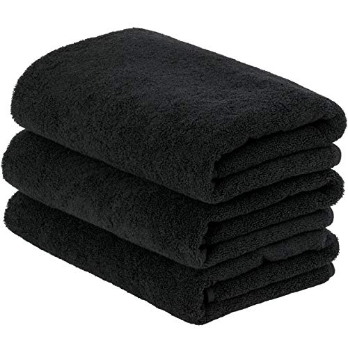 【Amazon.co.jp限定】タオル研究所 [毎日シンプル] #001 バスタオル ジェットブラック 3枚セット 高速吸水 速乾 綿100% 耐久性 毛羽落ち少ない 【選べる7色】のサムネイル