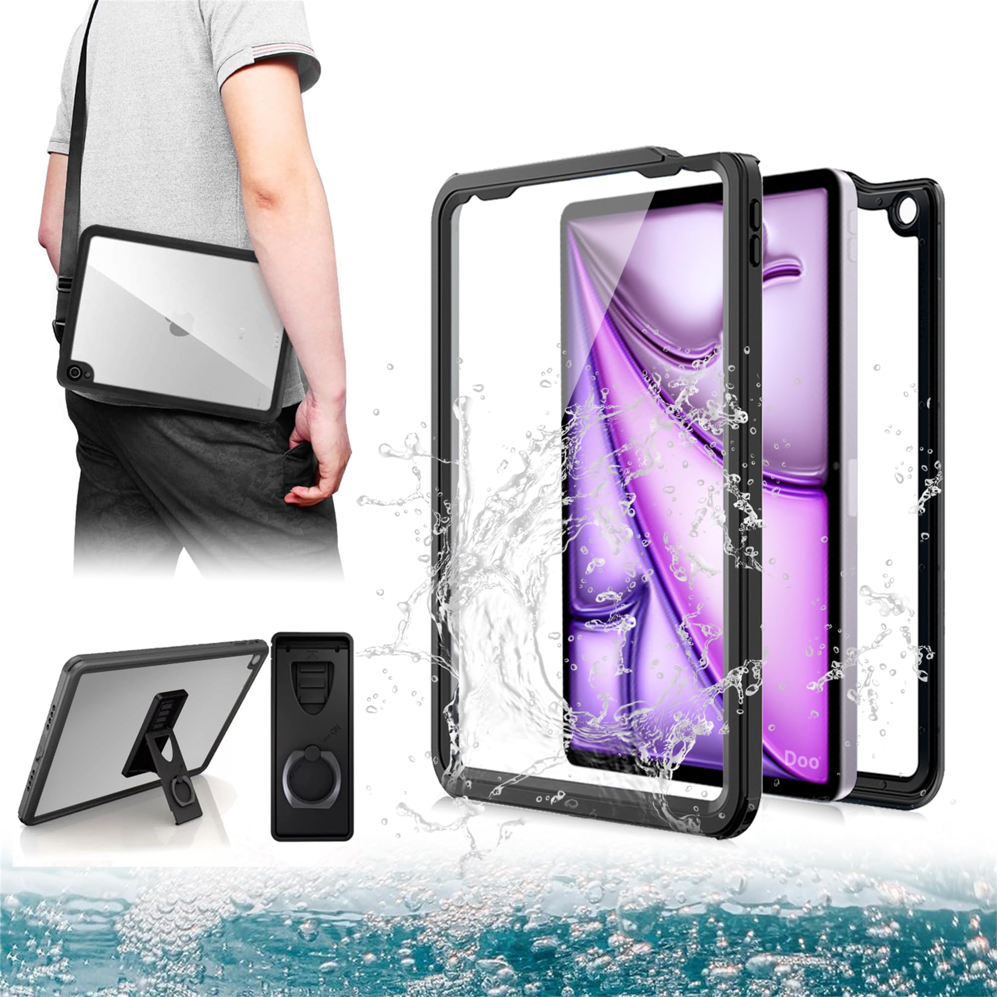 Doo 軽量型 iPad Air 11インチ M2 完全防水ケース (2024)、iPad Air 