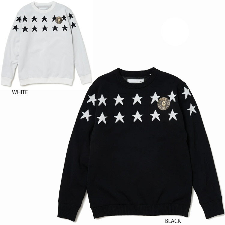 【V12/ヴィ トゥエルヴ】V122220-KN03HALF STAR KNITメンズ 防風裏地ニット セーター 　長袖　裏地付き