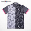 fs232-301-001 ユニセックス PAISLEY BICOLOR POLO GLAY ポロシャツ