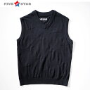 【FIVE STAR/ファイブスター】fs232-308-002 ユニセックス 　STAR LINKS KNIT VEST BLACK　サマーニット ベスト